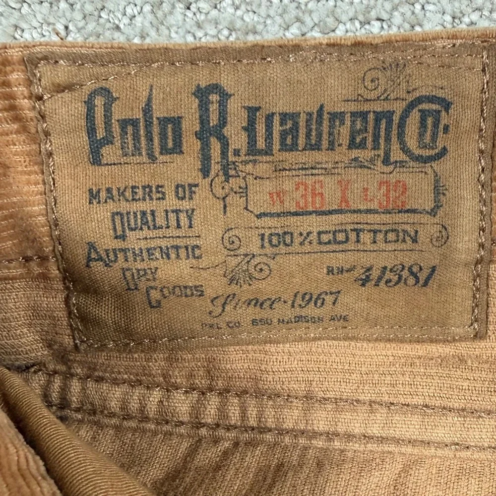 Polo Ralph Lauren Mens 36x32 Brown Corduroy Straight Leg Classic Fit Pants - Picture 6 of 11